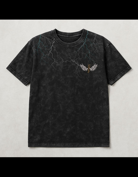 Eagle Acid-Wash Oversized T-Shirt Black(240 gsm)