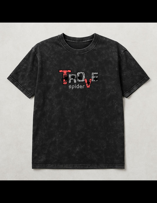 Spider Acid-Wash Oversized T-Shirt Black(240 gsm)