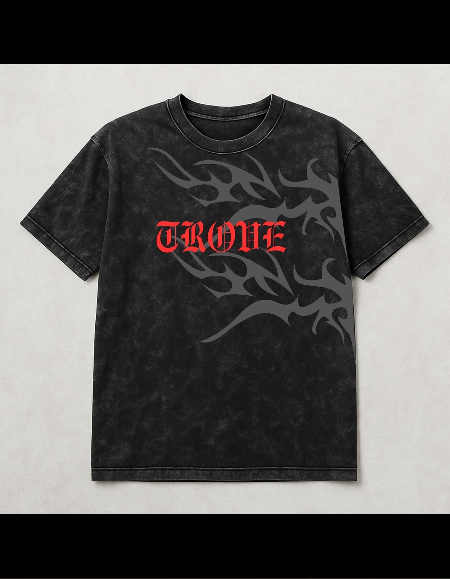 Skull Acid-Wash Oversized T-Shirt Black(240 gsm)