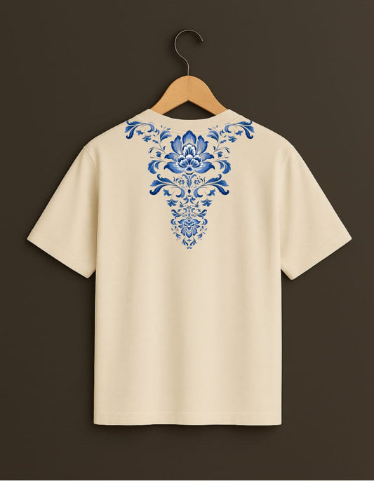 Jaipur Blues Oversized T-Shirt (Off-White)