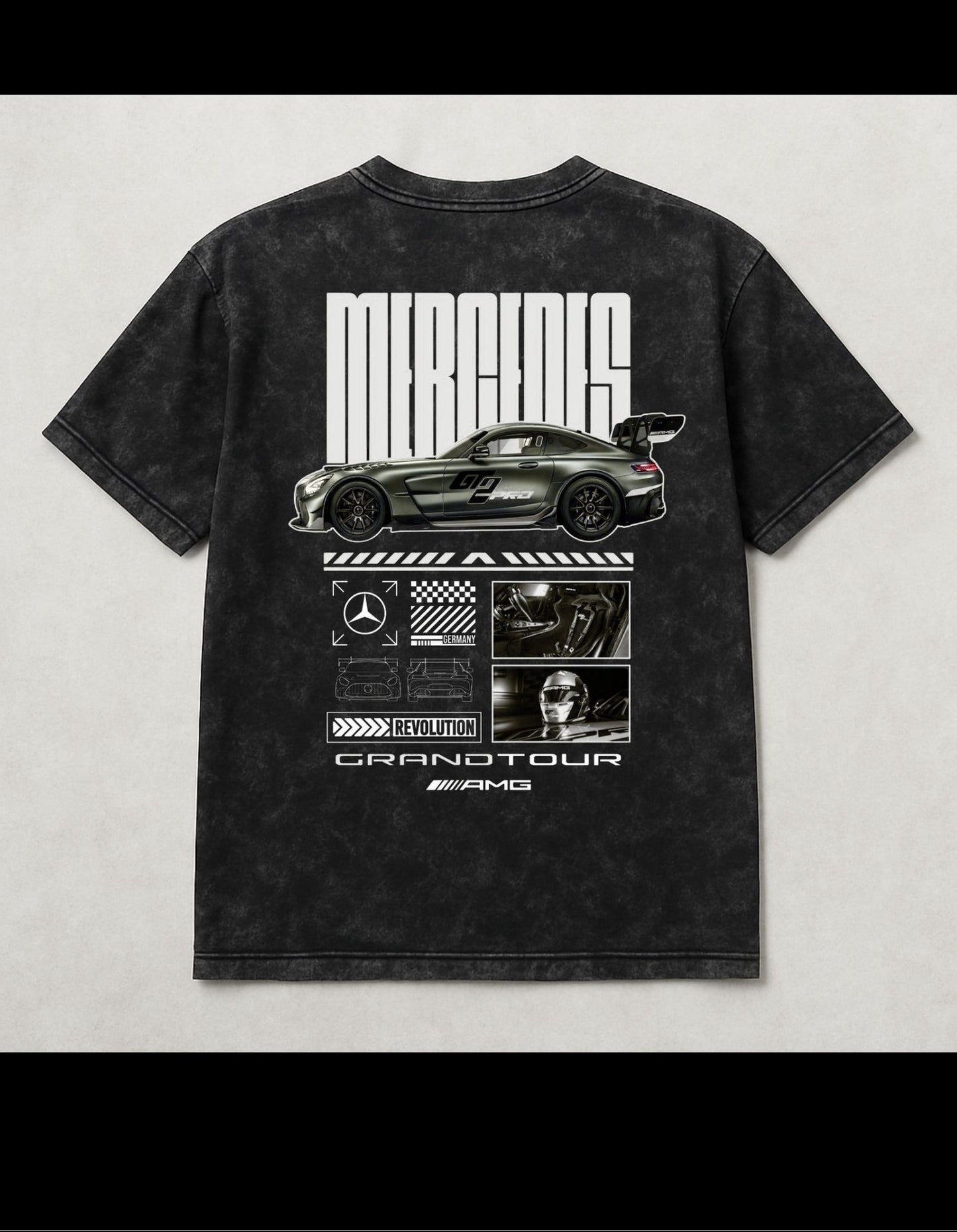 Mercedes Acid-Wash Oversized T-Shirt Black(240 gsm)