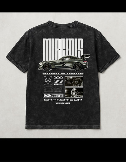 Mercedes Acid-Wash Oversized T-Shirt Black(240 gsm)
