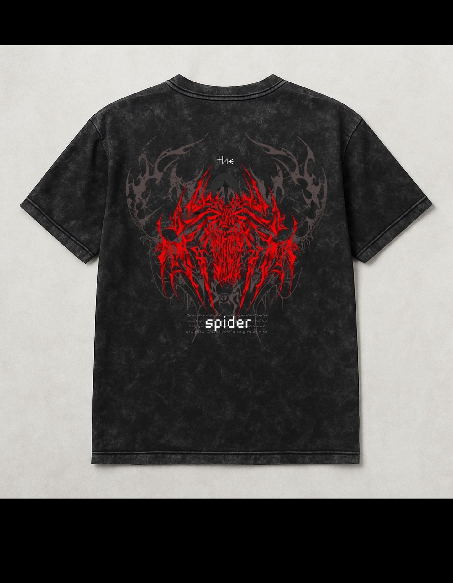 Spider Acid-Wash Oversized T-Shirt Black(240 gsm)