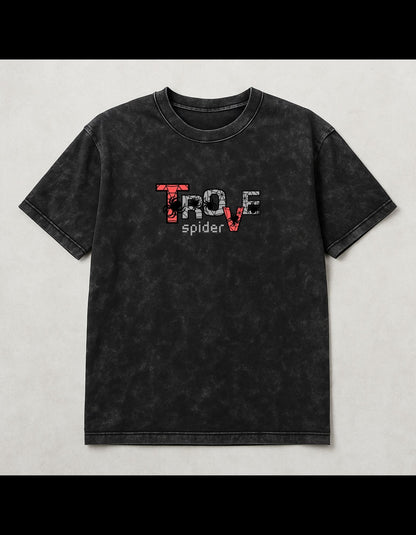 Spider Acid-Wash Oversized T-Shirt Black(240 gsm)